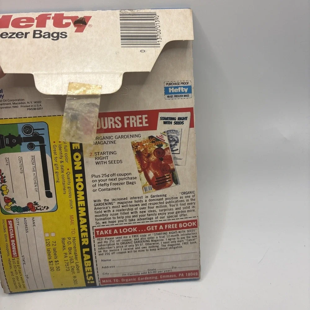 Vtg 80's HEFTY Freezer Bags Clear Ties 4x12
